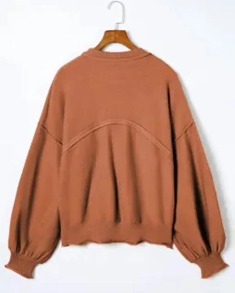 Mock Neck Lantern Sleeve Knit Sweater