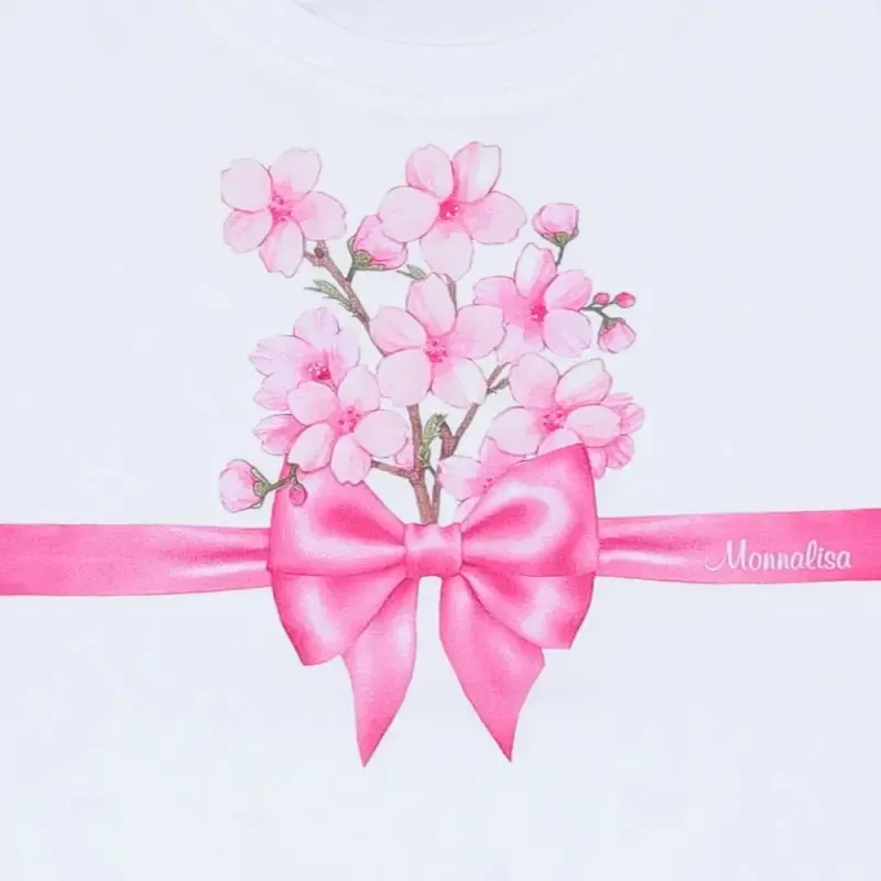 Monnalisa Bow Print Jersey T-Shirt
