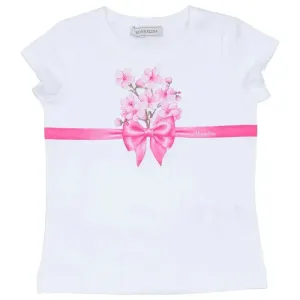 Monnalisa Bow Print Jersey T-Shirt