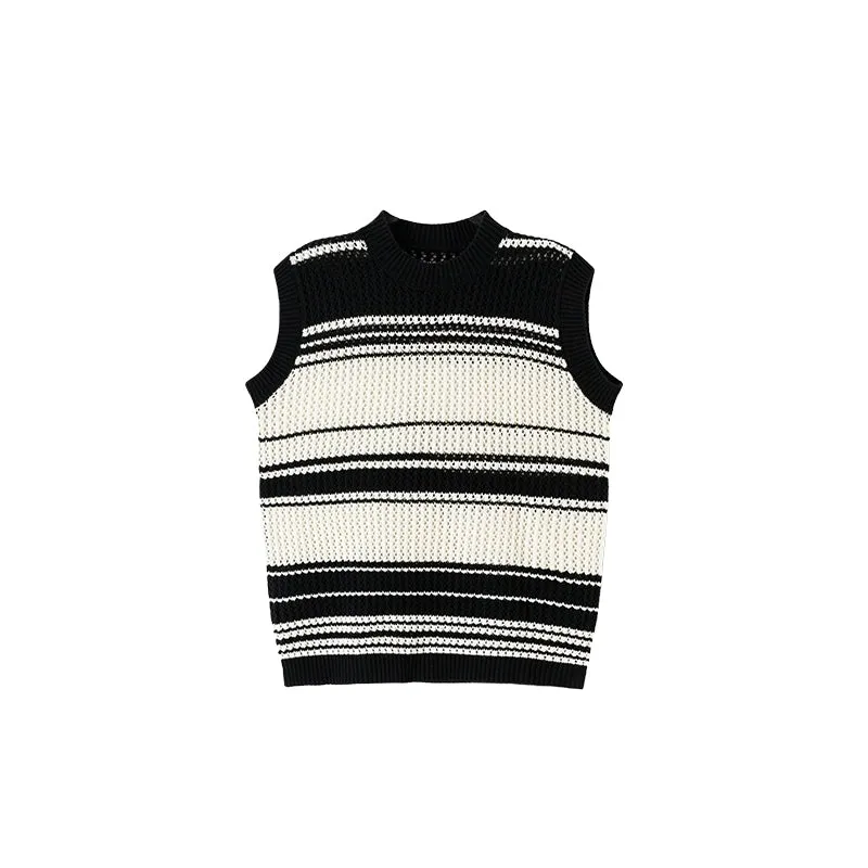 Monochrome Striped Knit Sweater