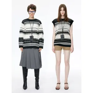 Monochrome Striped Knit Sweater