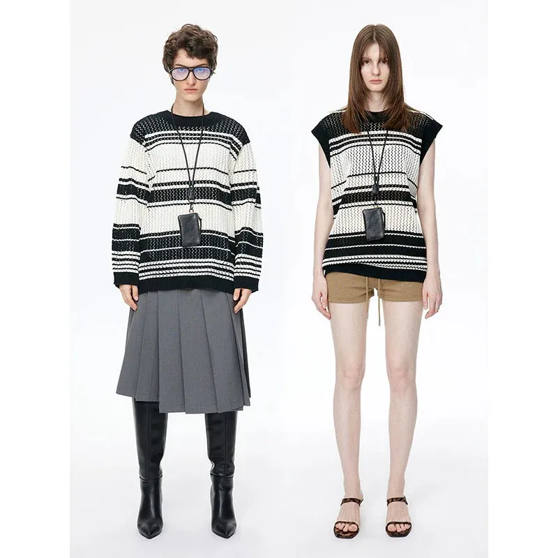 Monochrome Striped Knit Sweater
