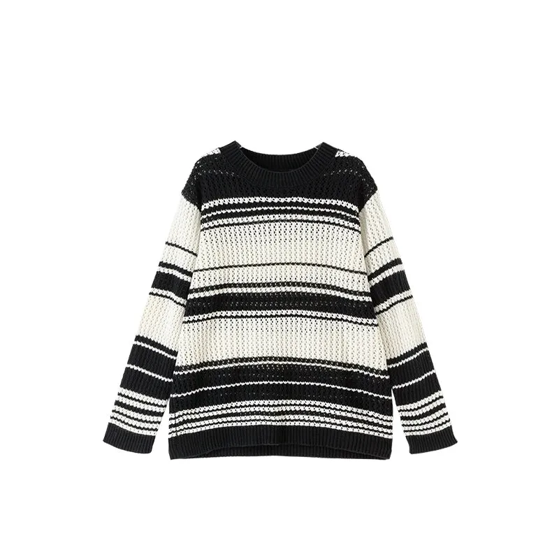 Monochrome Striped Knit Sweater