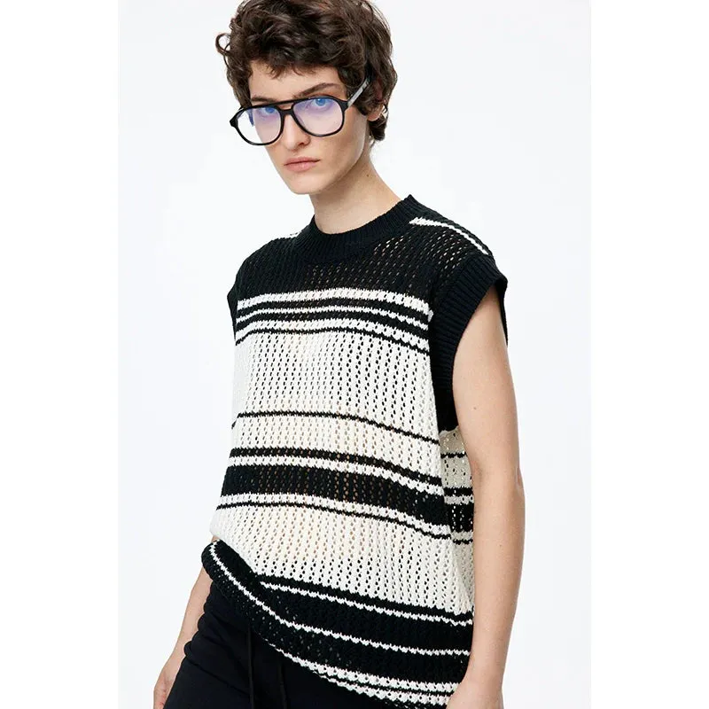 Monochrome Striped Knit Sweater