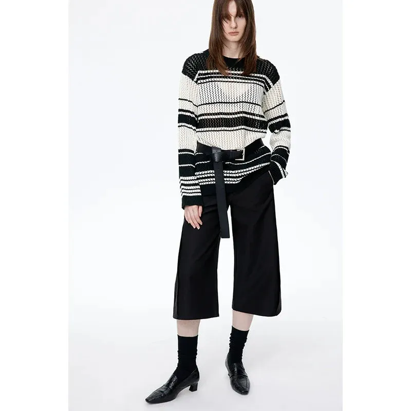 Monochrome Striped Knit Sweater