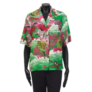 Music Ocean Print Bowling Shirt