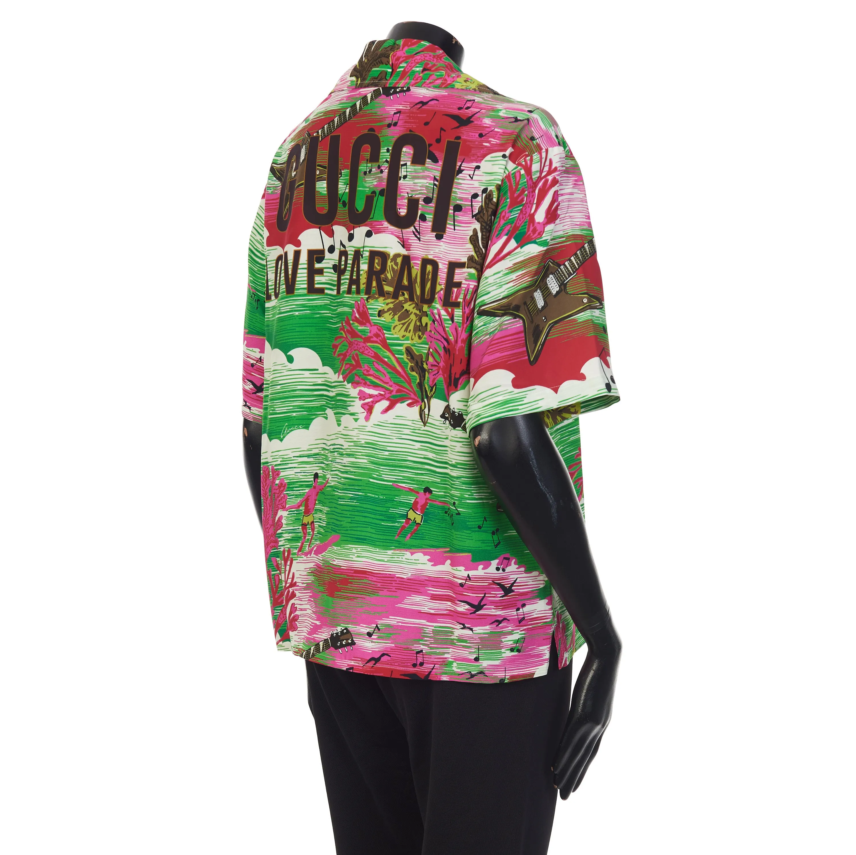 Music Ocean Print Bowling Shirt