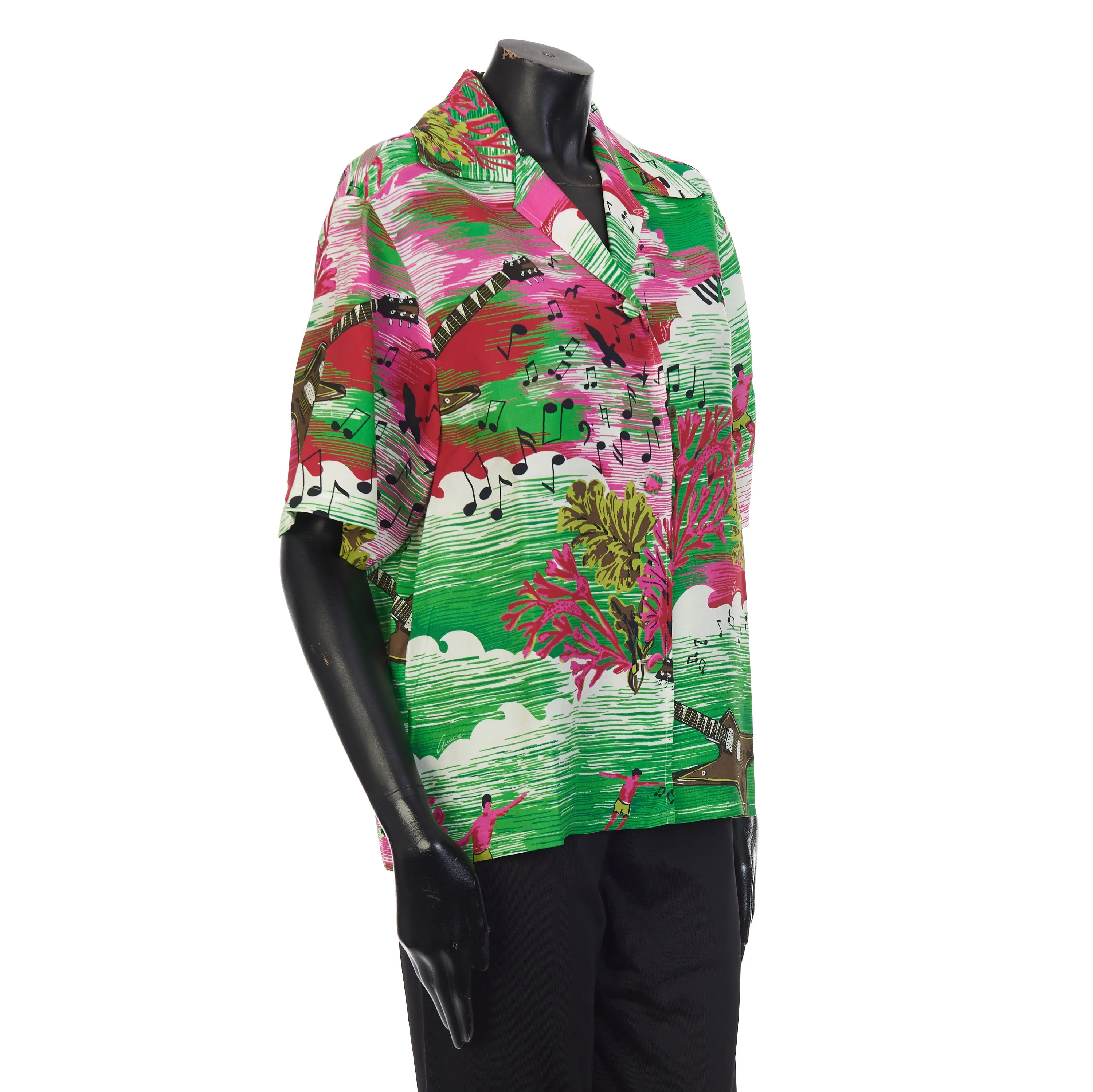 Music Ocean Print Bowling Shirt