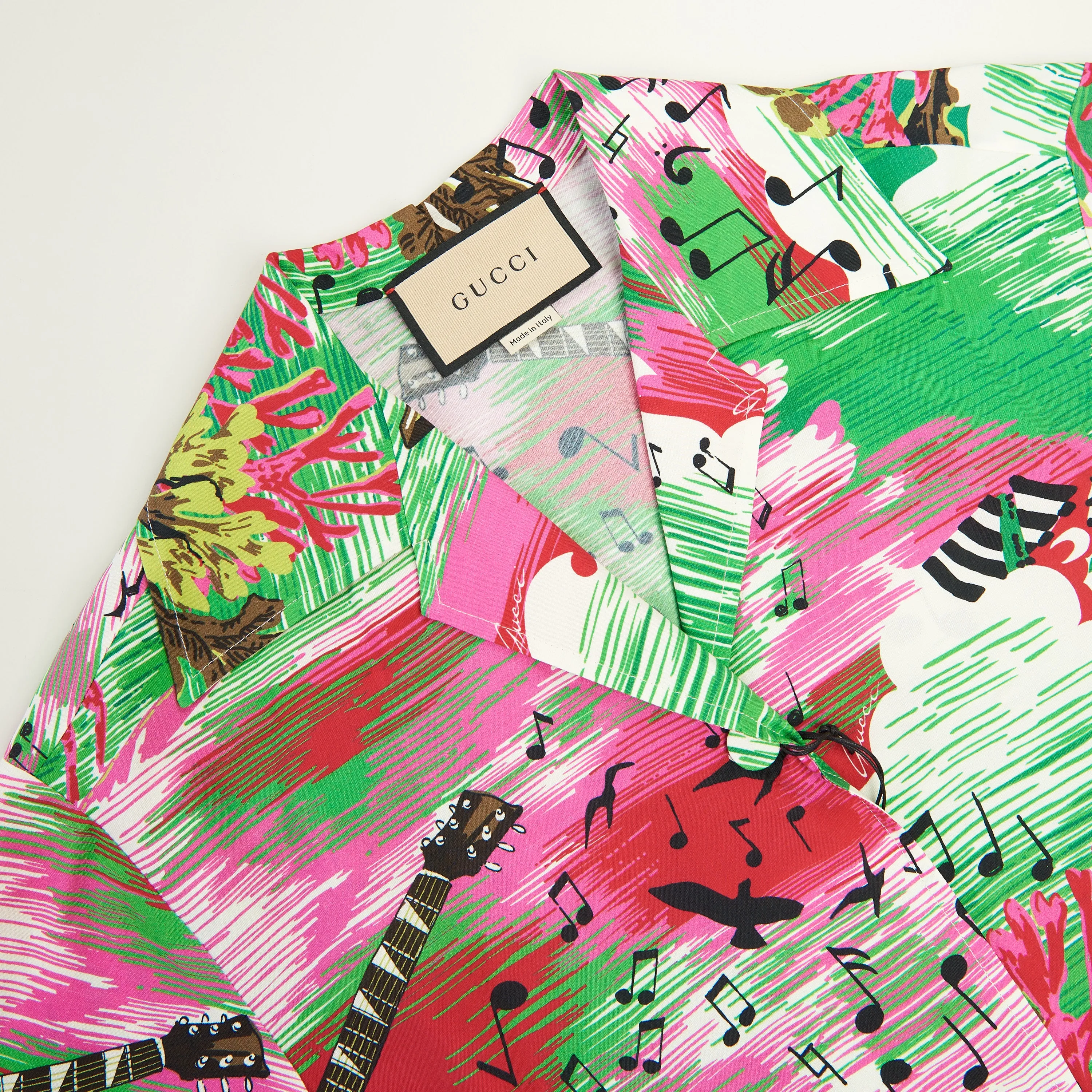 Music Ocean Print Bowling Shirt