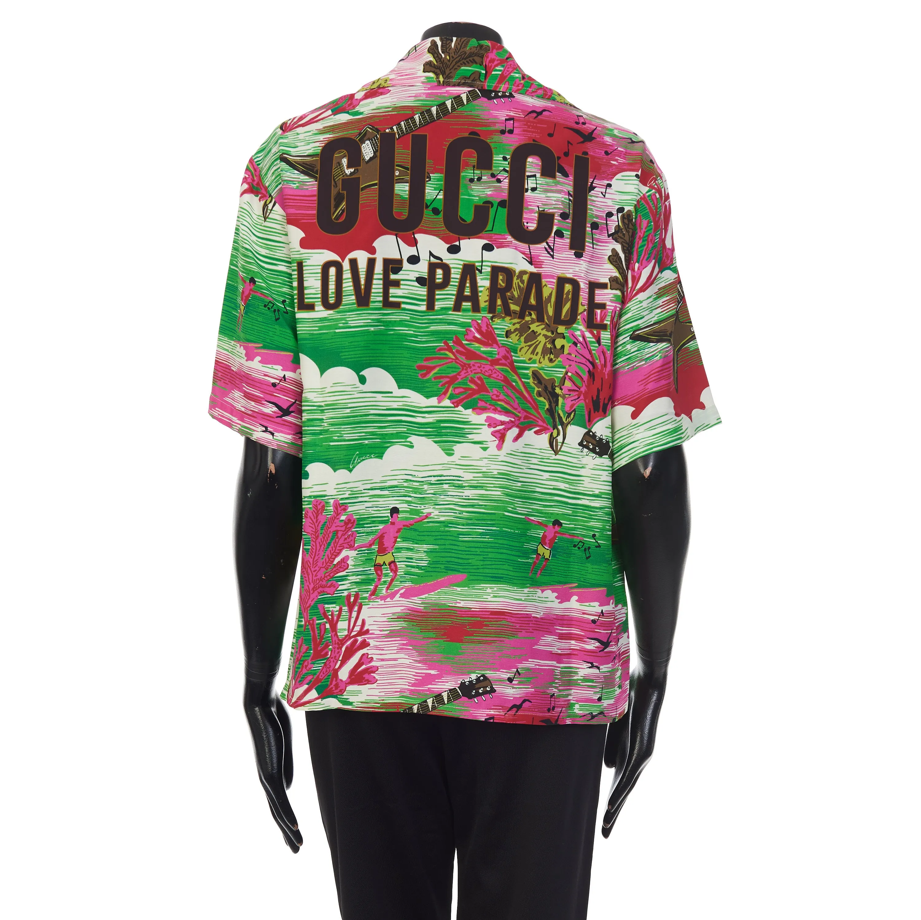 Music Ocean Print Bowling Shirt