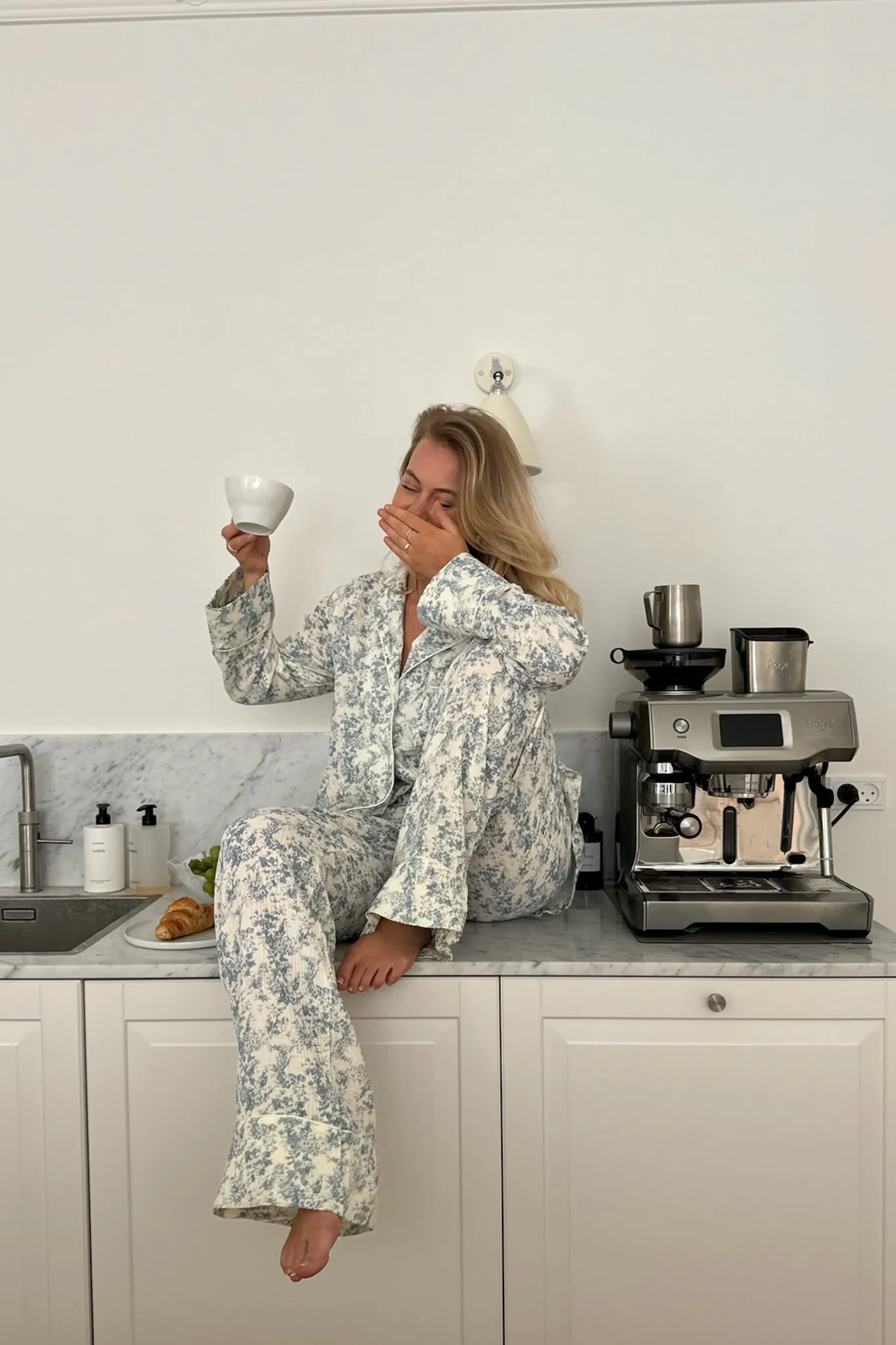 NajaIC Skjorte - Hvid Blå Print