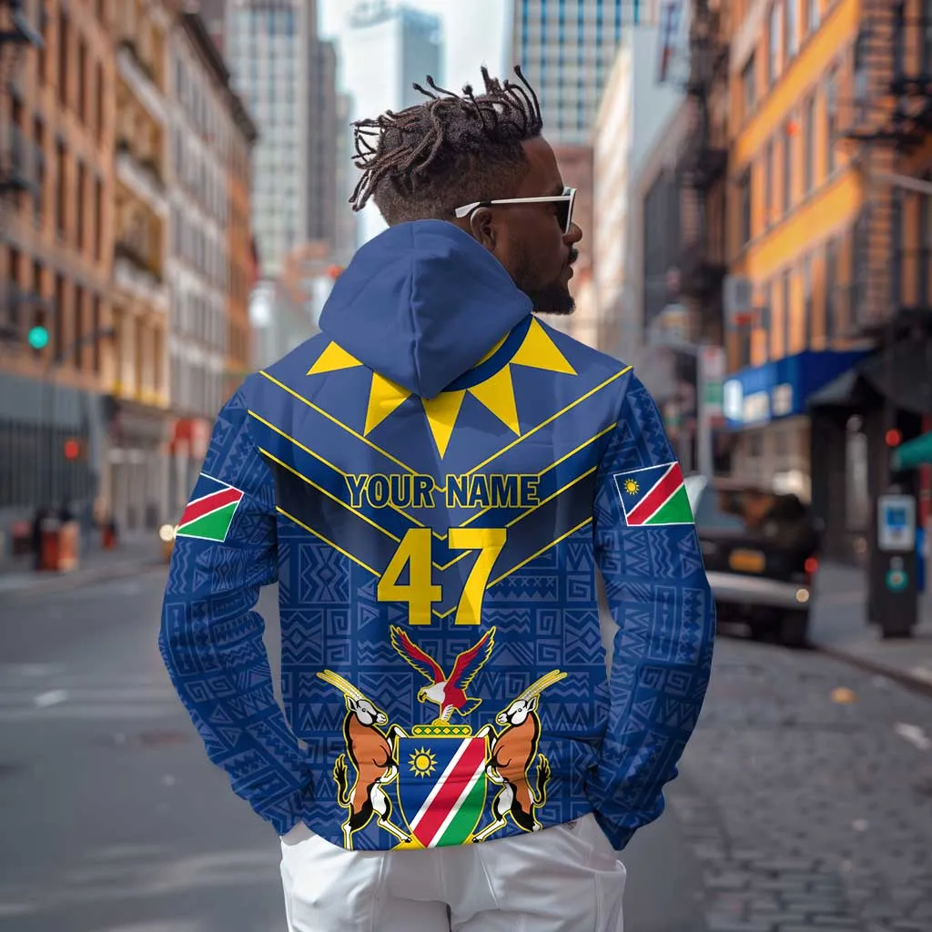 Namibia Yellow Sun Zip Hoodie Sporty Style with Traditional Patterns TS04