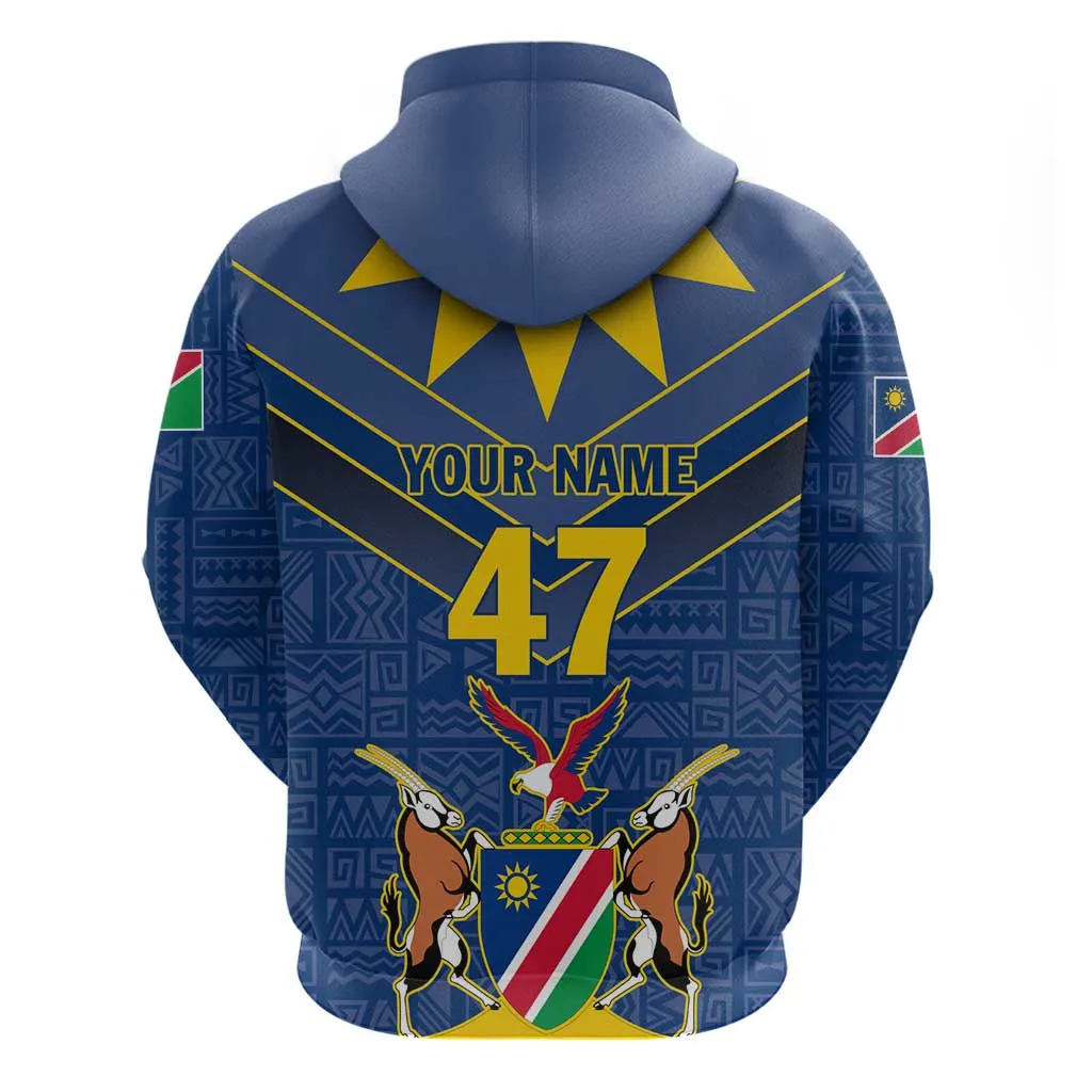 Namibia Yellow Sun Zip Hoodie Sporty Style with Traditional Patterns TS04