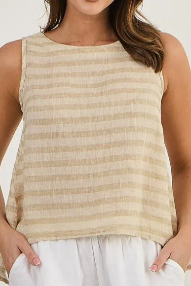 Naturals by O&J Sleeveless Linen Top Wafer