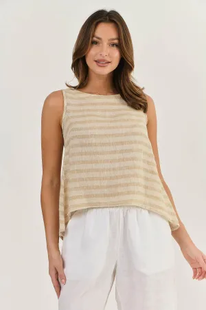 Naturals by O&J Sleeveless Linen Top Wafer