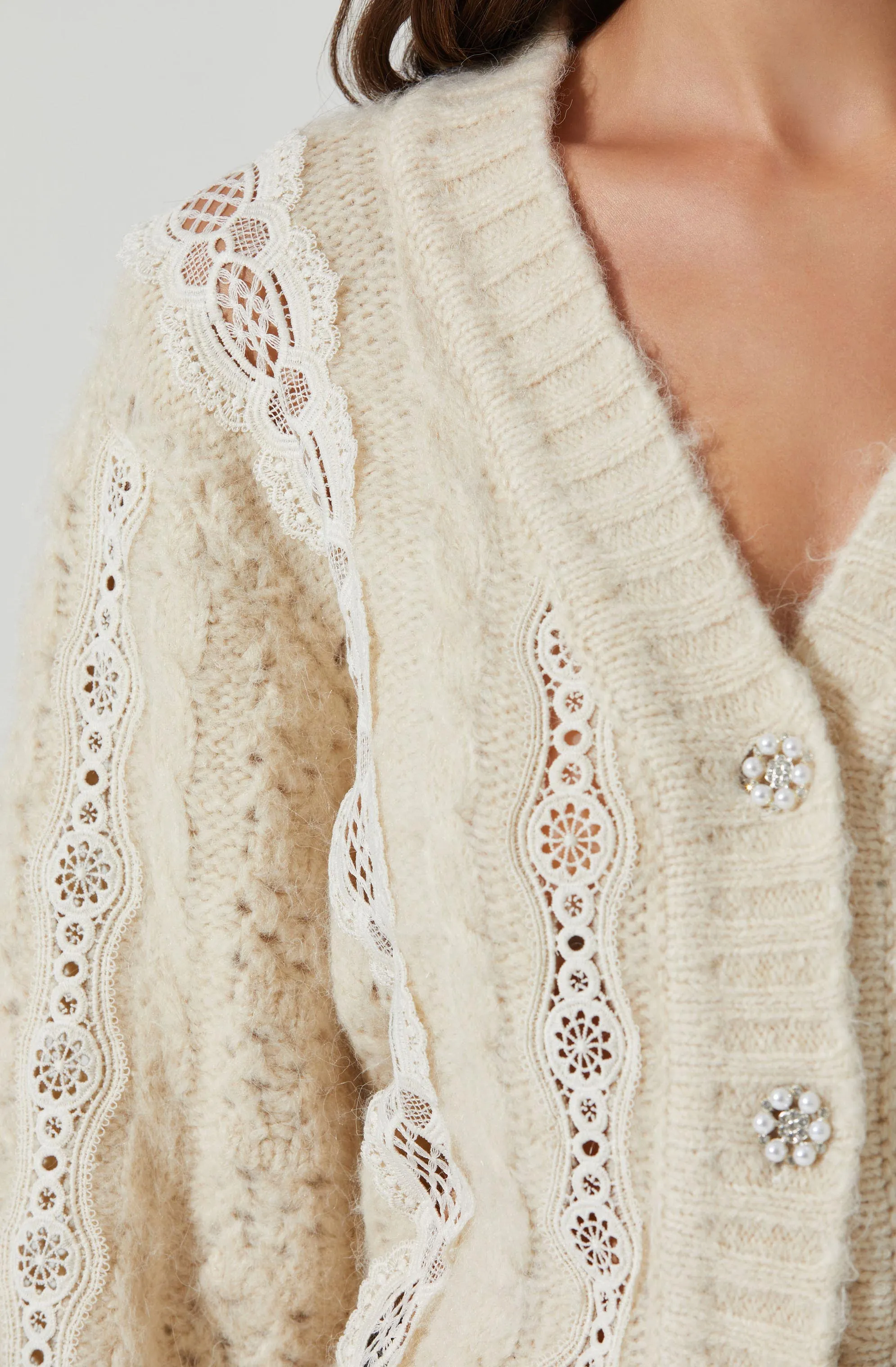 Nesmarie Lace Embellished Cardigan