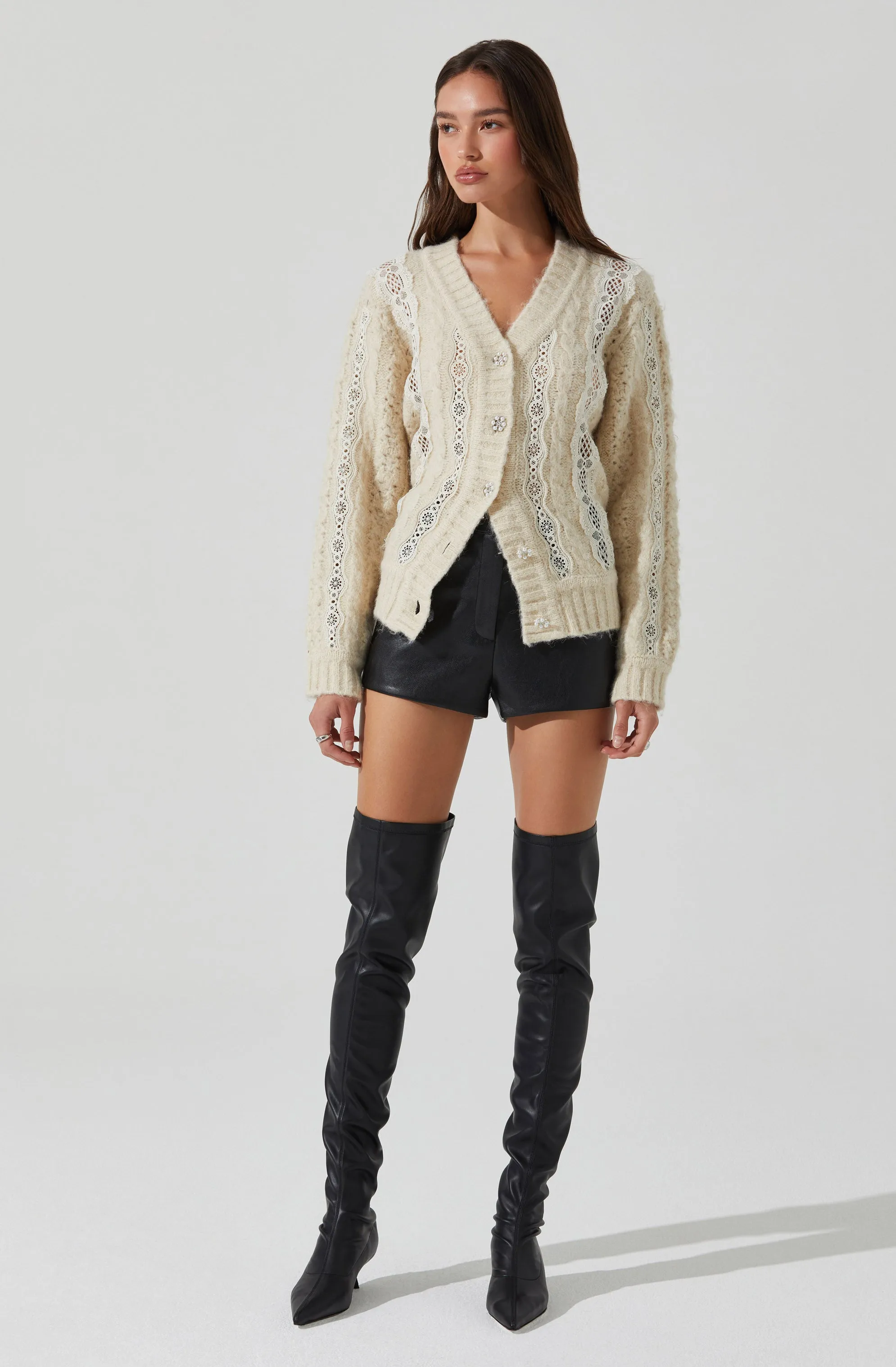 Nesmarie Lace Embellished Cardigan
