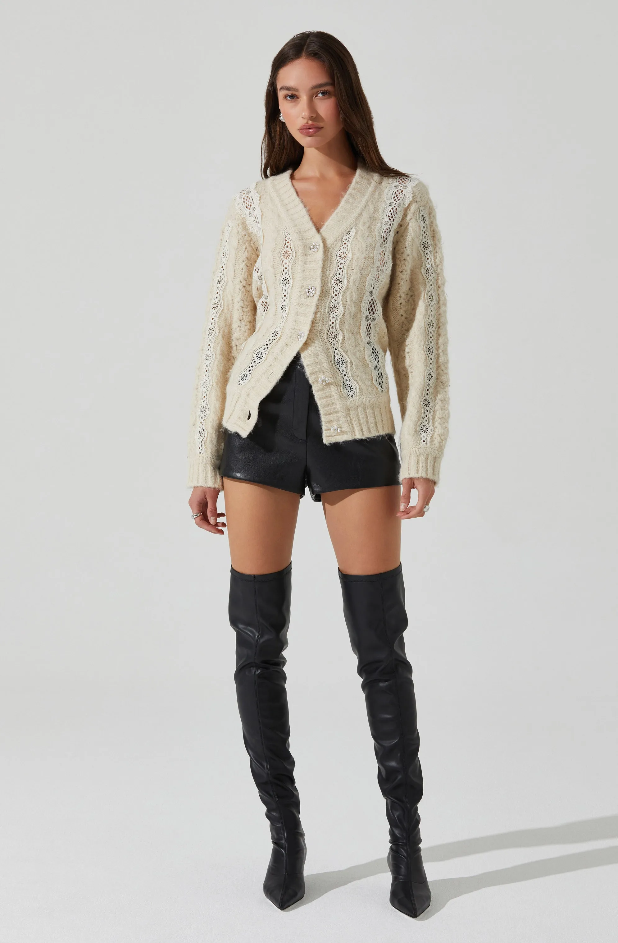 Nesmarie Lace Embellished Cardigan