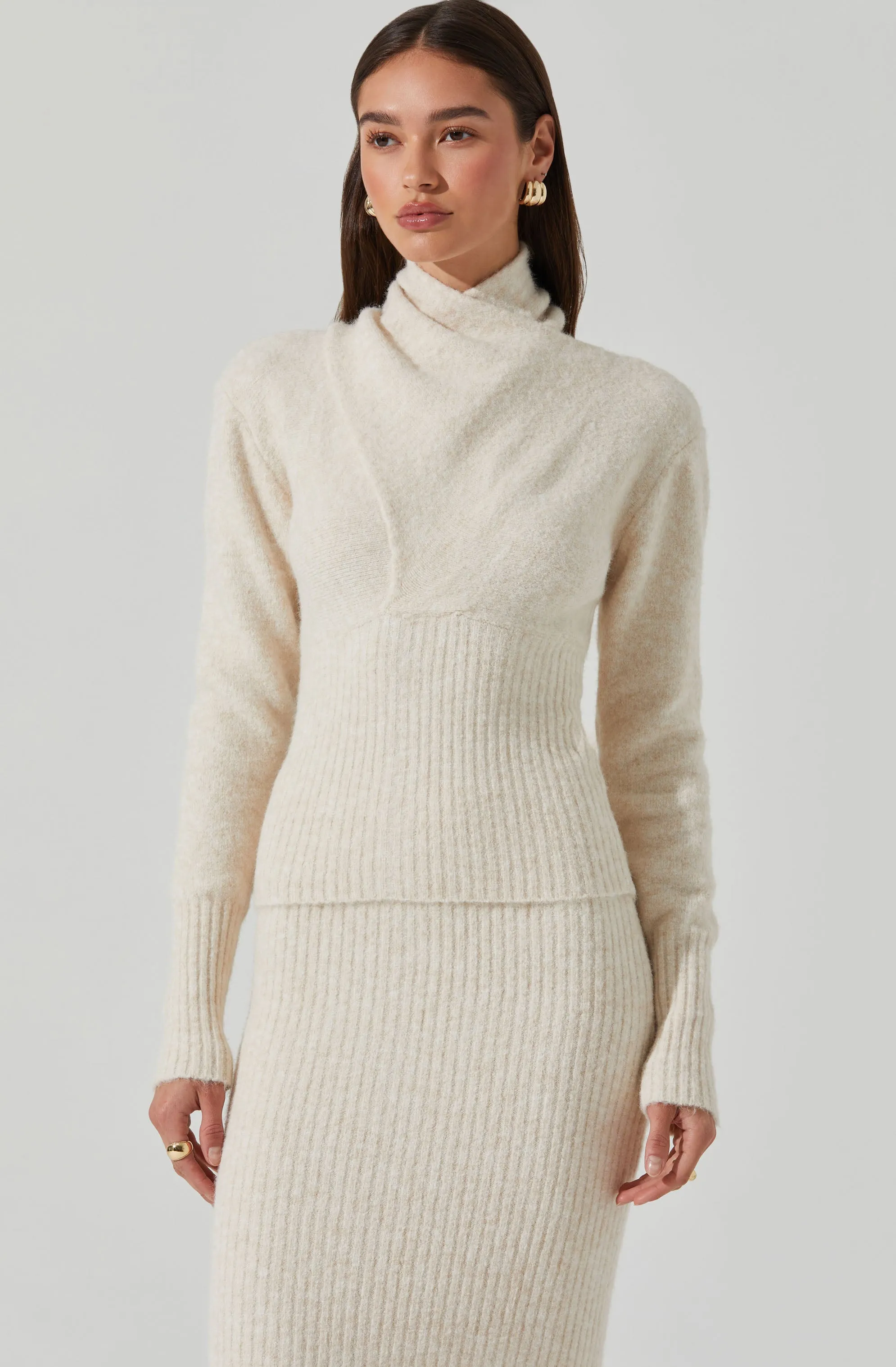 Neve High Neck Crossover Sweater