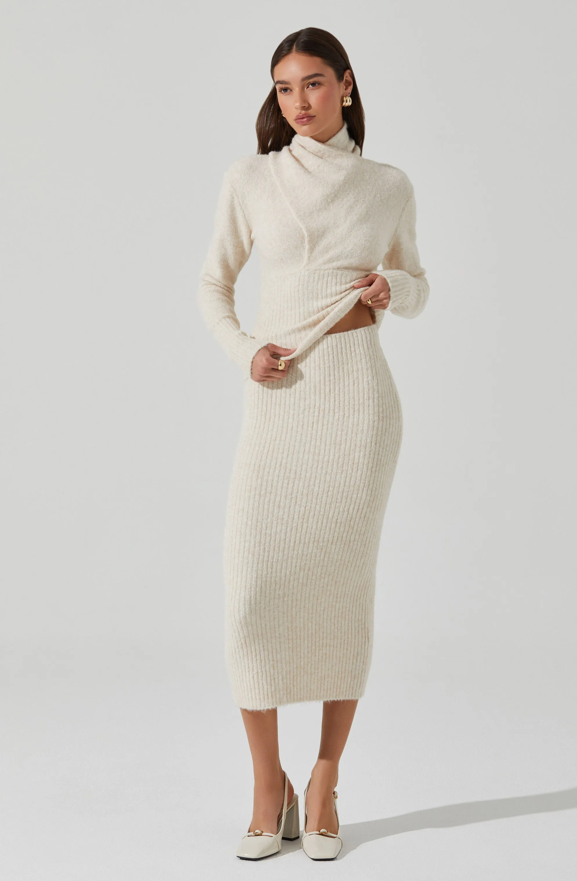 Neve High Neck Crossover Sweater