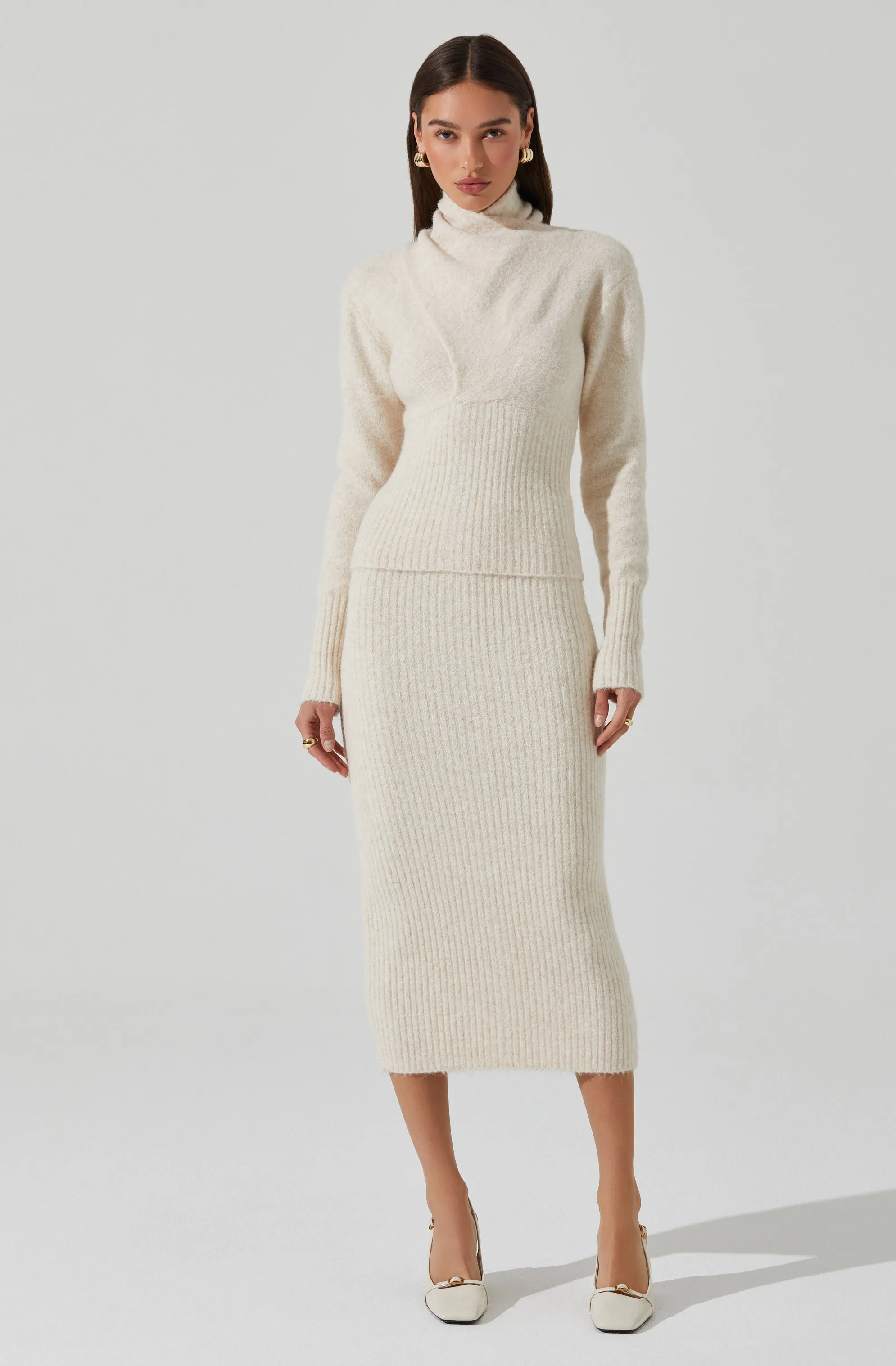 Neve High Neck Crossover Sweater