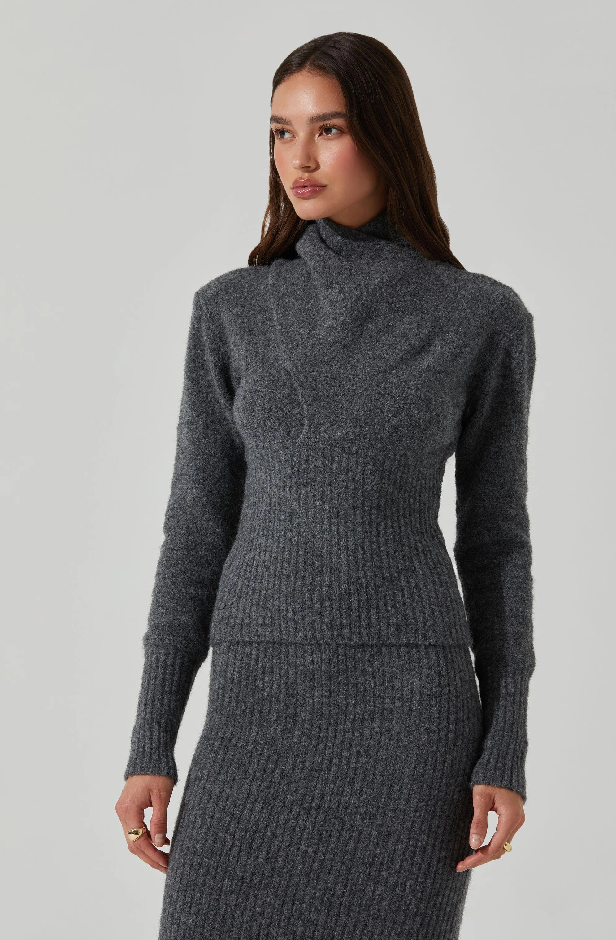 Neve High Neck Crossover Sweater
