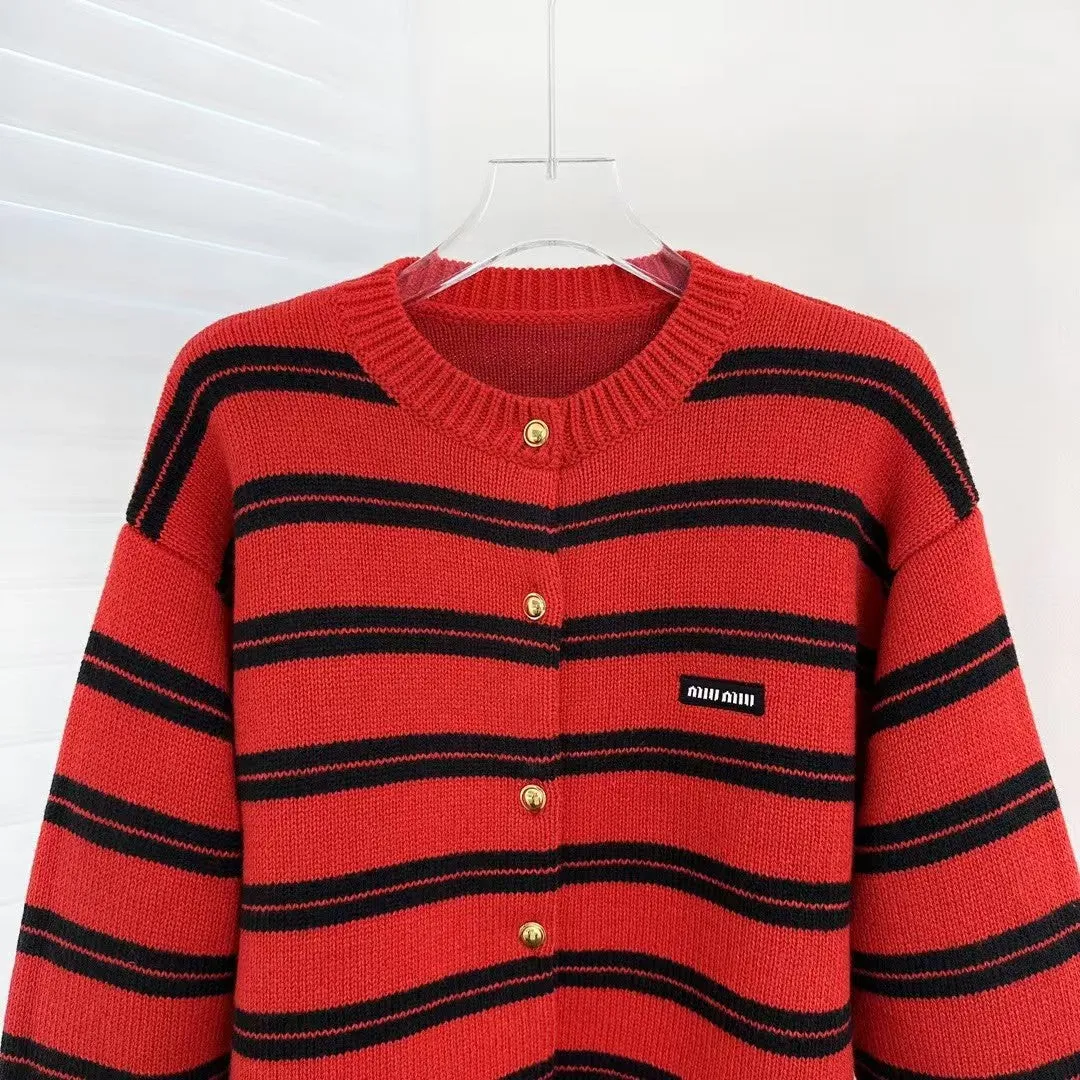 New Striped Knitted Cardigan Sweater