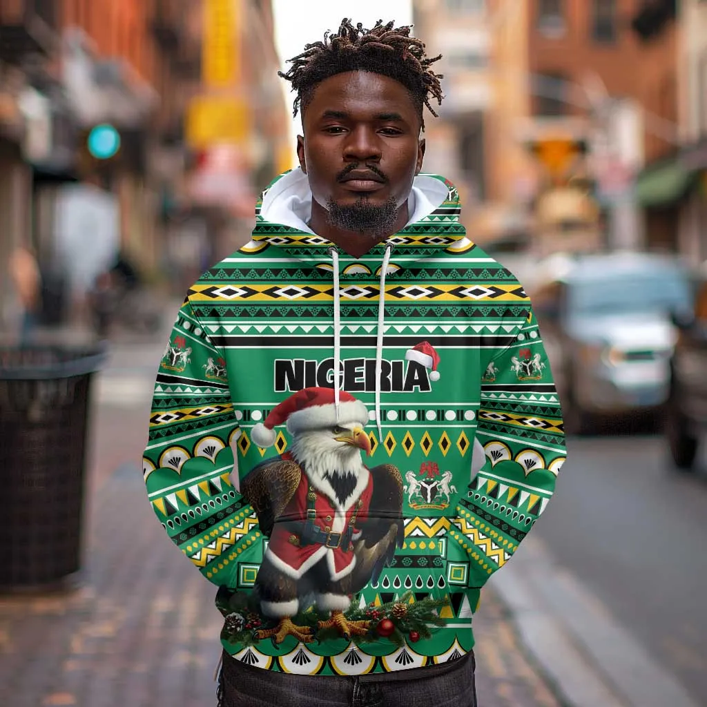 Nigeria Christmas Hoodie Eagle Santa - African Pattern LT01