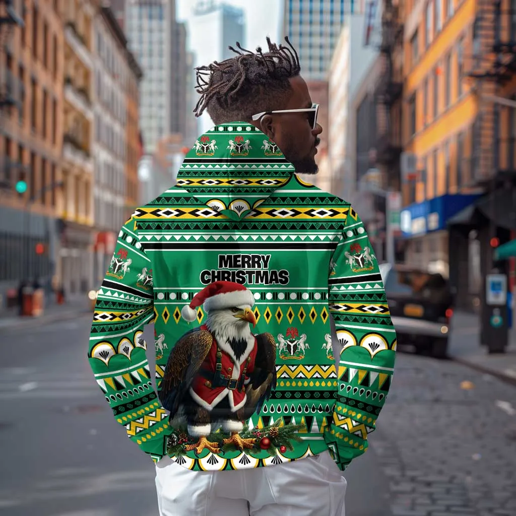 Nigeria Christmas Hoodie Eagle Santa - African Pattern LT01