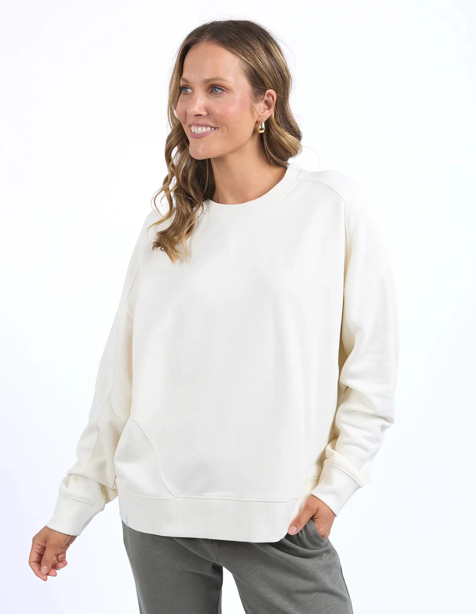 Nina Fleece Crew – Pearl