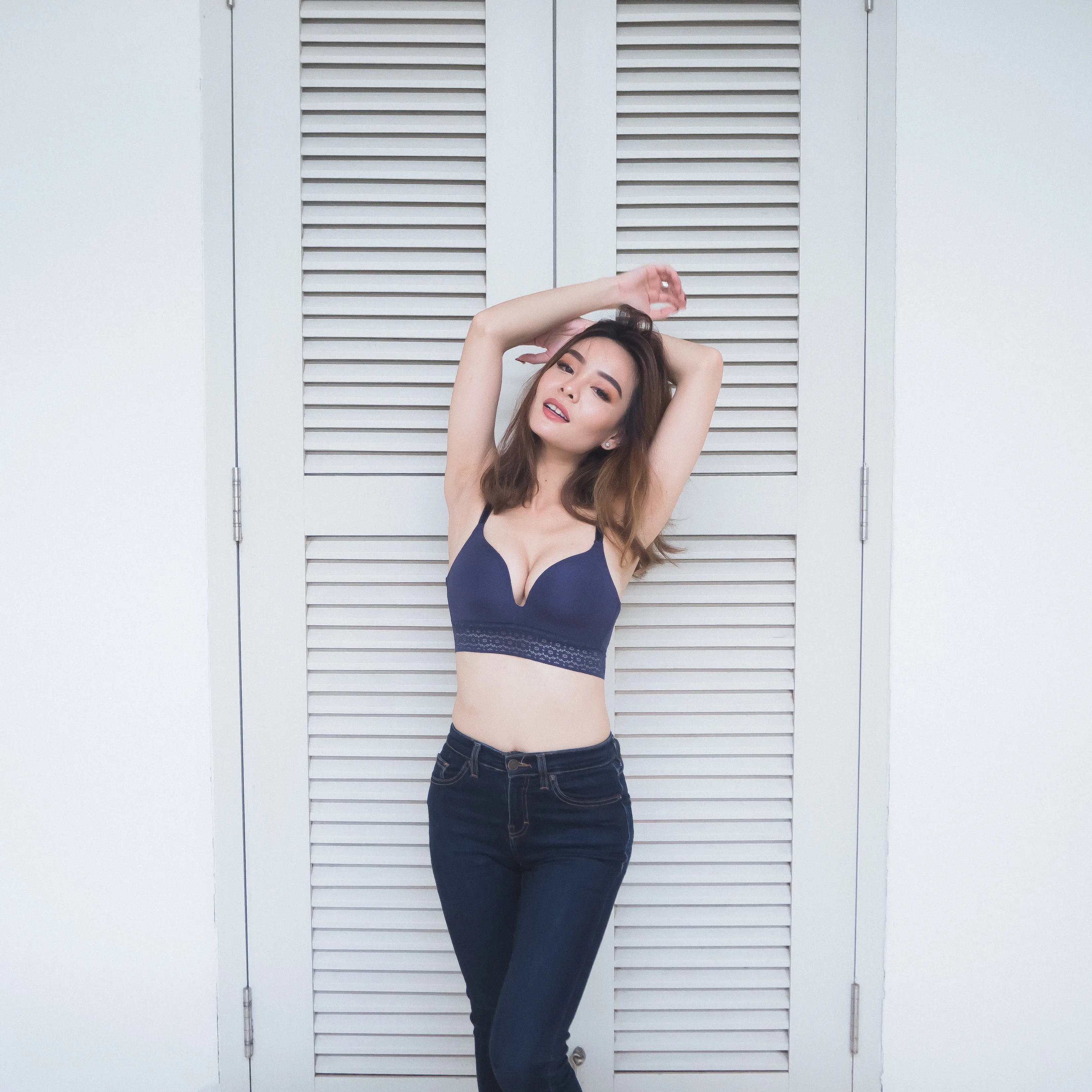 No-Wire Everyday Ultra Comfort Lace Trim T-Shirt Bra V2.0 in Twilight Blue (Size M & L Only)
