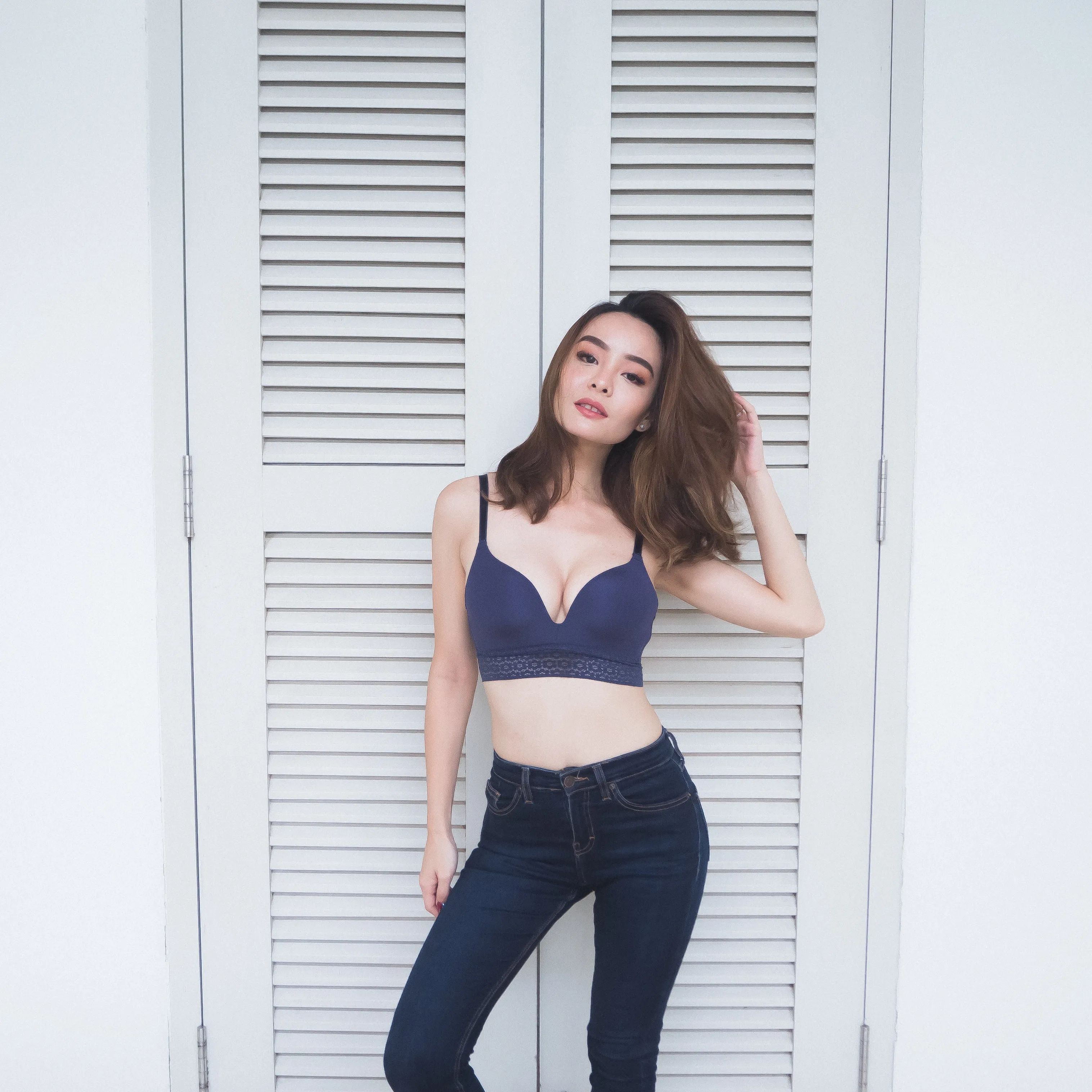 No-Wire Everyday Ultra Comfort Lace Trim T-Shirt Bra V2.0 in Twilight Blue (Size M & L Only)