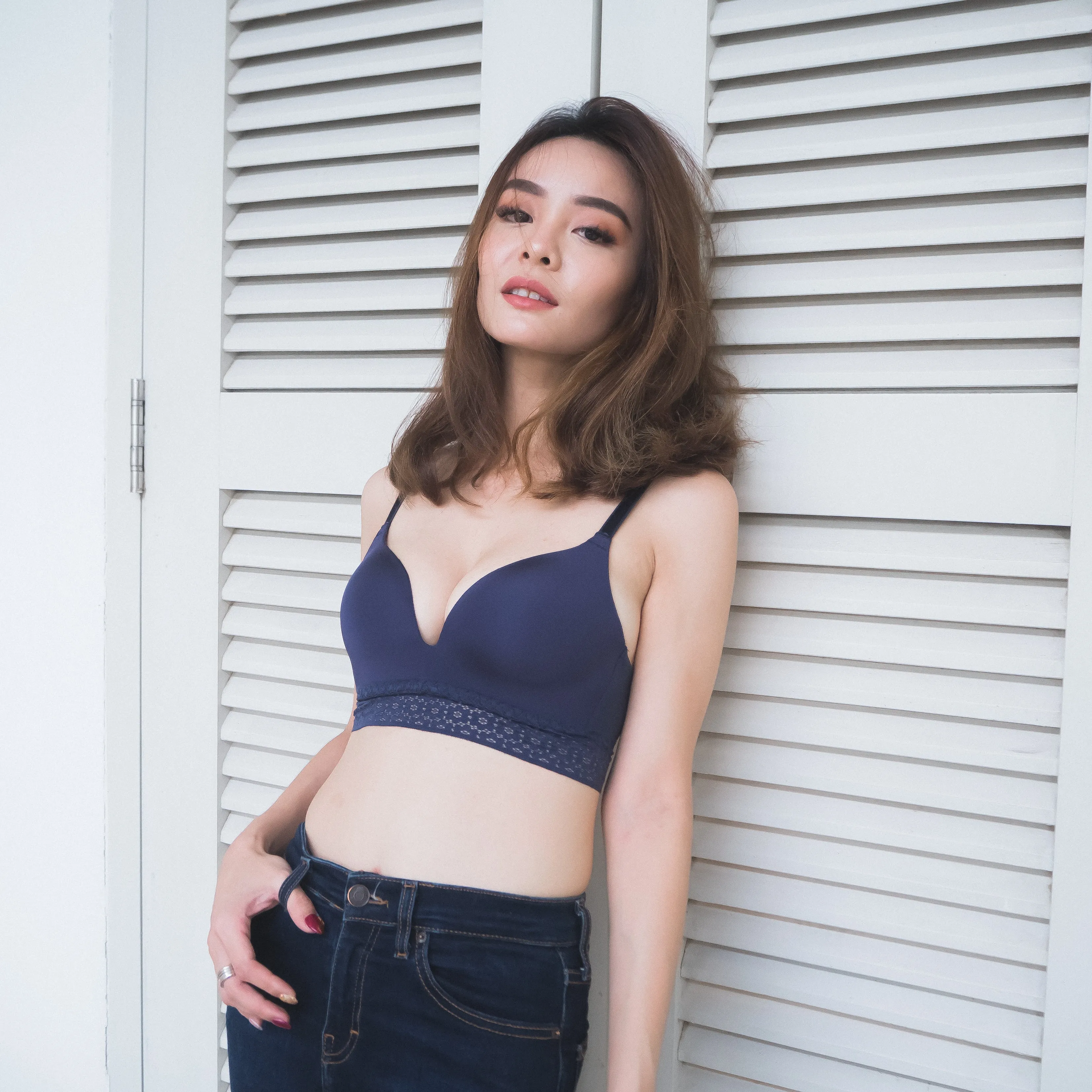 No-Wire Everyday Ultra Comfort Lace Trim T-Shirt Bra V2.0 in Twilight Blue (Size M & L Only)
