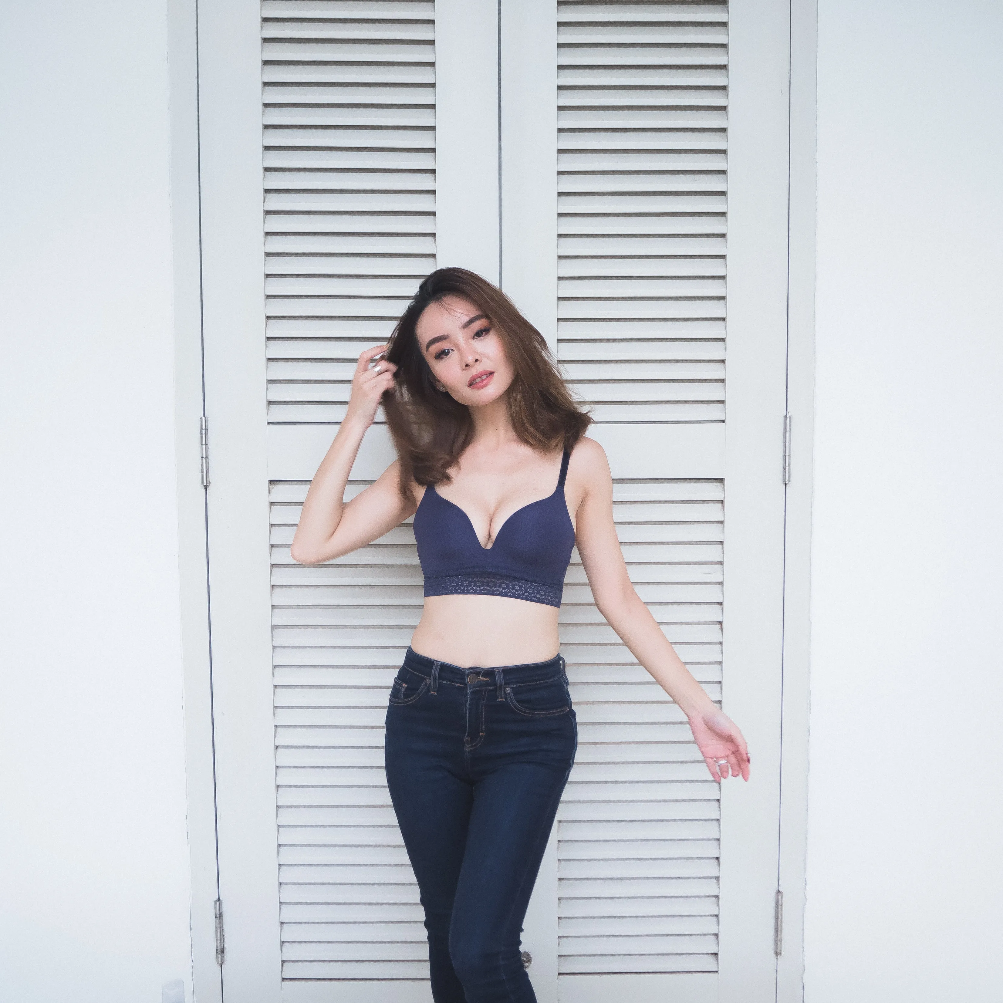 No-Wire Everyday Ultra Comfort Lace Trim T-Shirt Bra V2.0 in Twilight Blue (Size M & L Only)