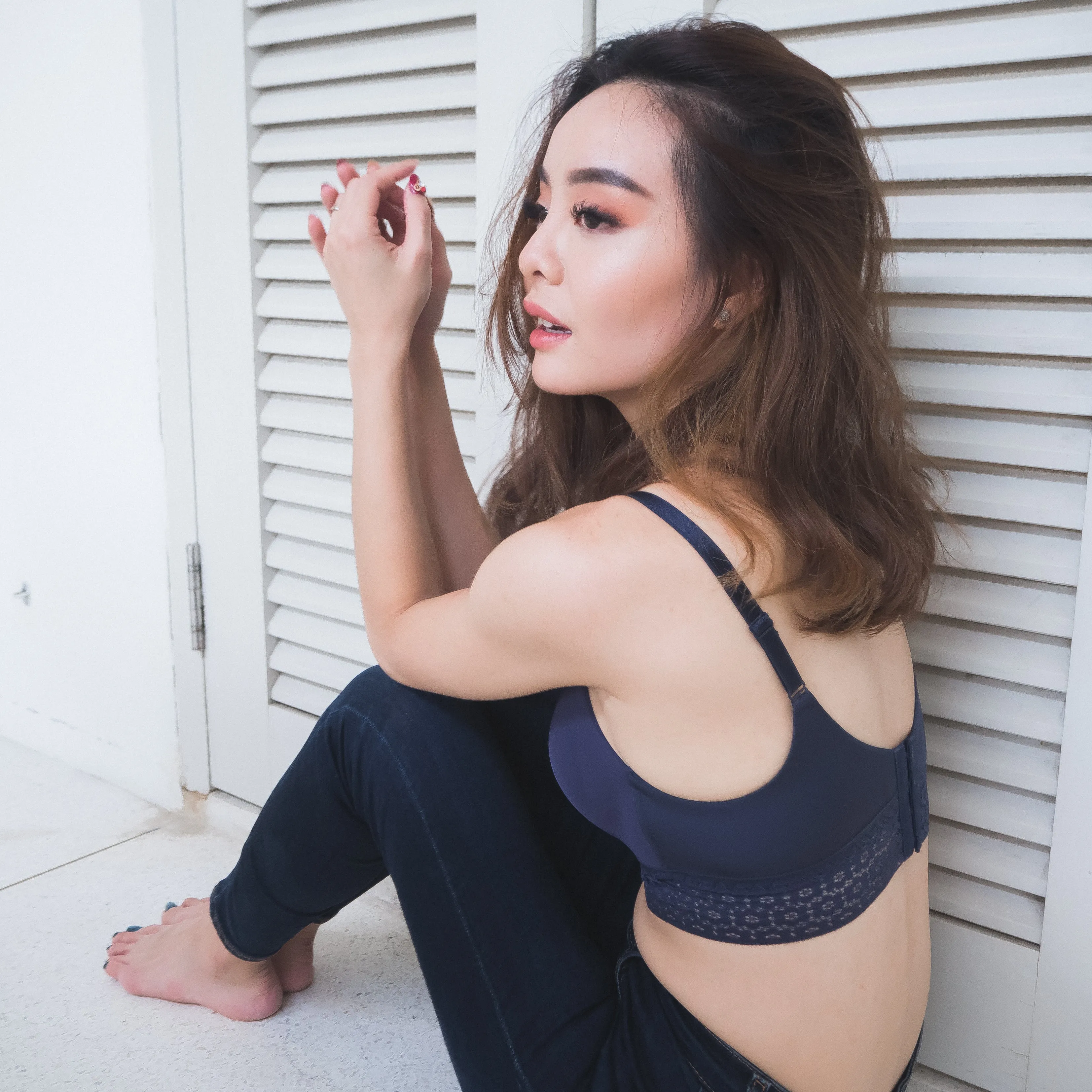 No-Wire Everyday Ultra Comfort Lace Trim T-Shirt Bra V2.0 in Twilight Blue (Size M & L Only)