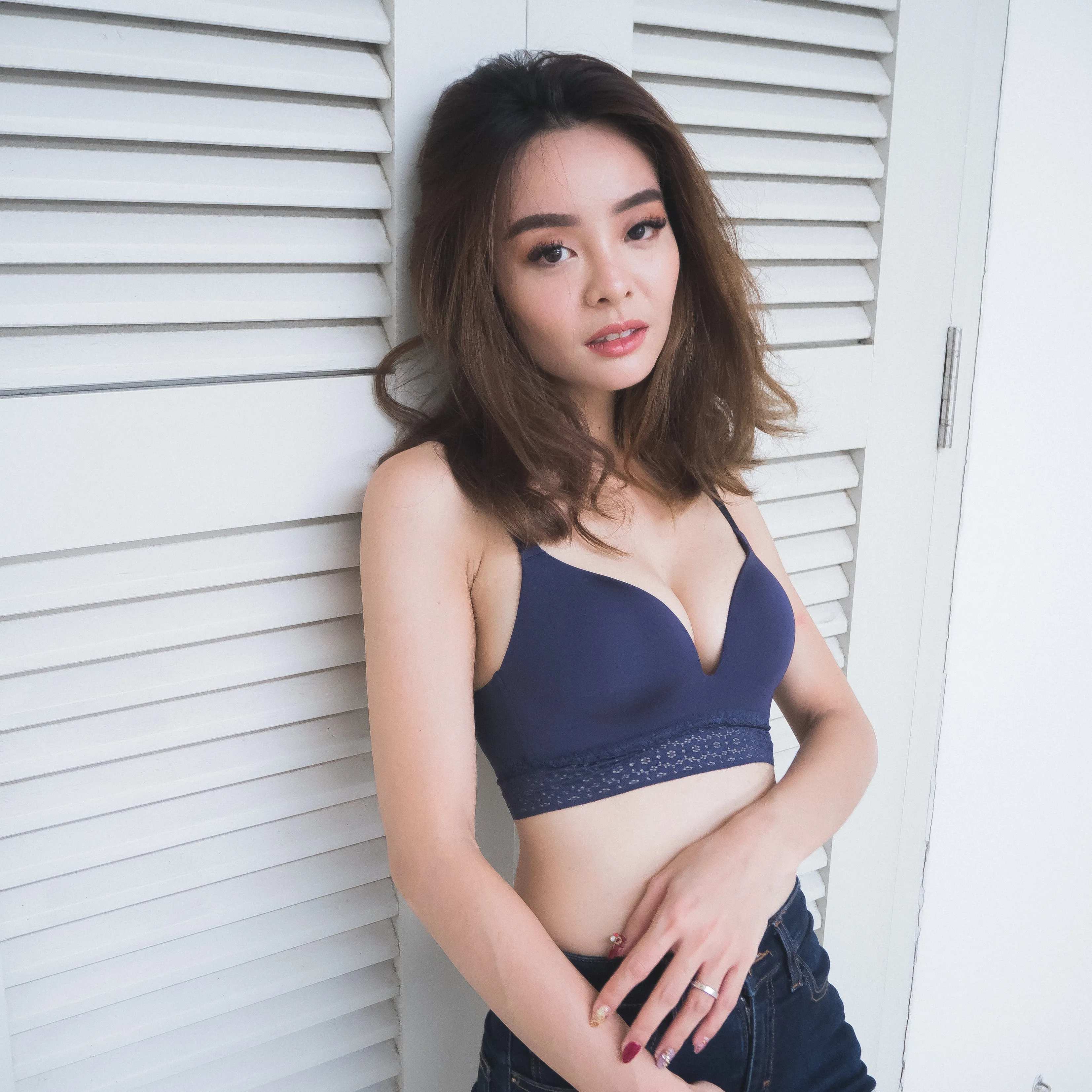 No-Wire Everyday Ultra Comfort Lace Trim T-Shirt Bra V2.0 in Twilight Blue (Size M & L Only)