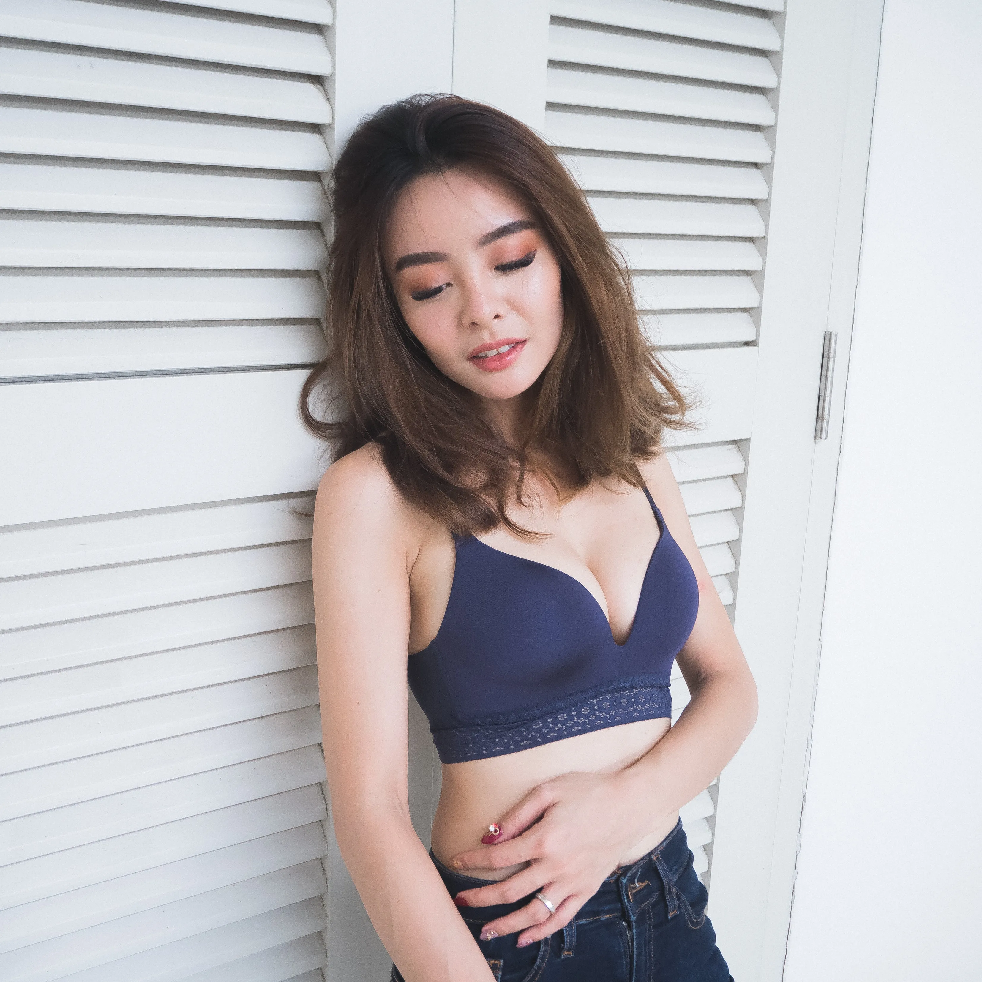 No-Wire Everyday Ultra Comfort Lace Trim T-Shirt Bra V2.0 in Twilight Blue (Size M & L Only)