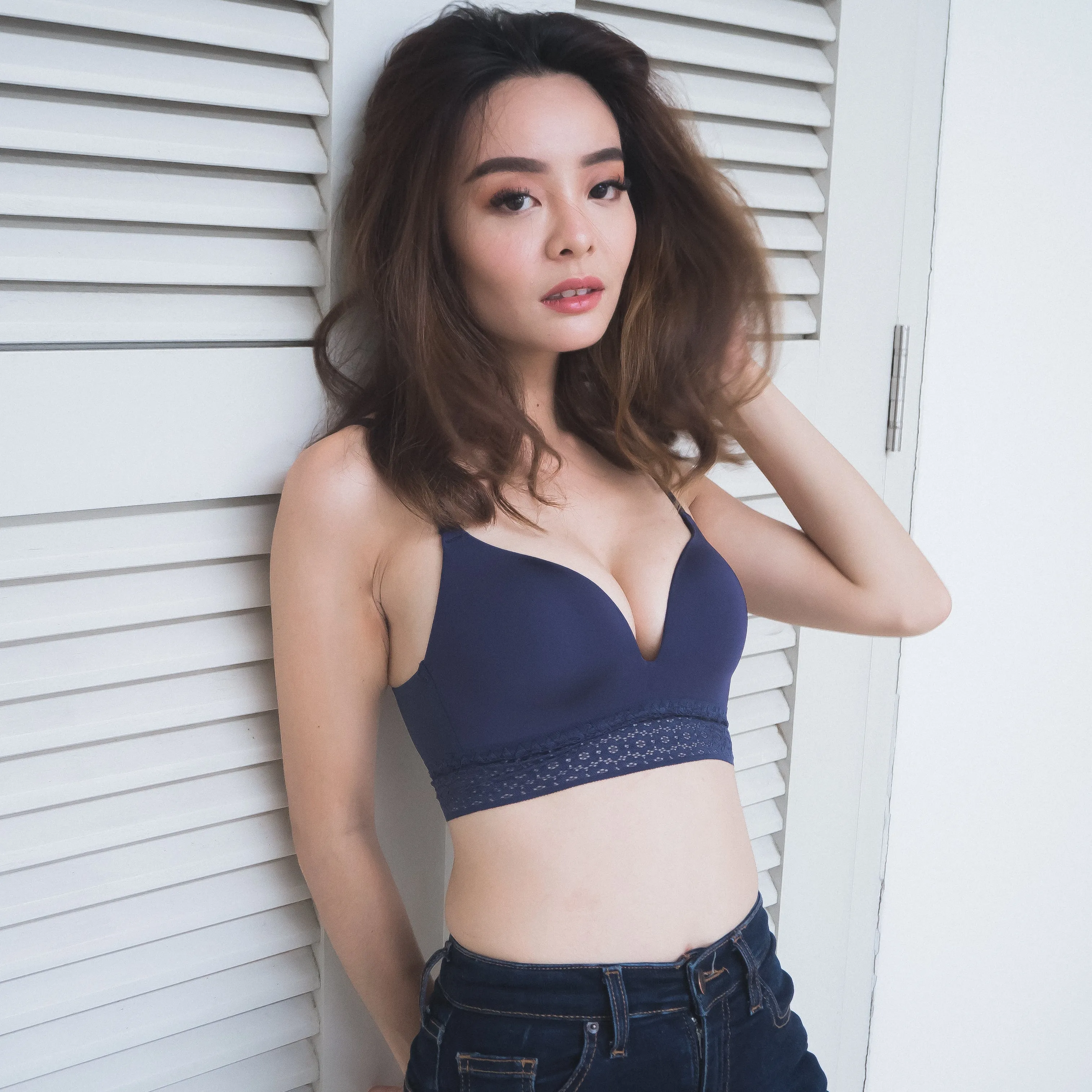 No-Wire Everyday Ultra Comfort Lace Trim T-Shirt Bra V2.0 in Twilight Blue (Size M & L Only)