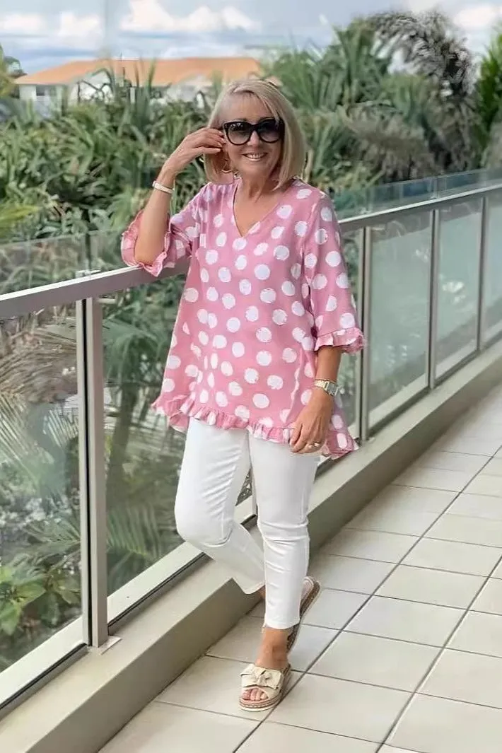 Noemi - V-neck Printed Top