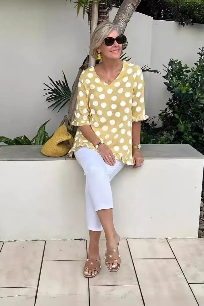 Noemi - V-neck Printed Top