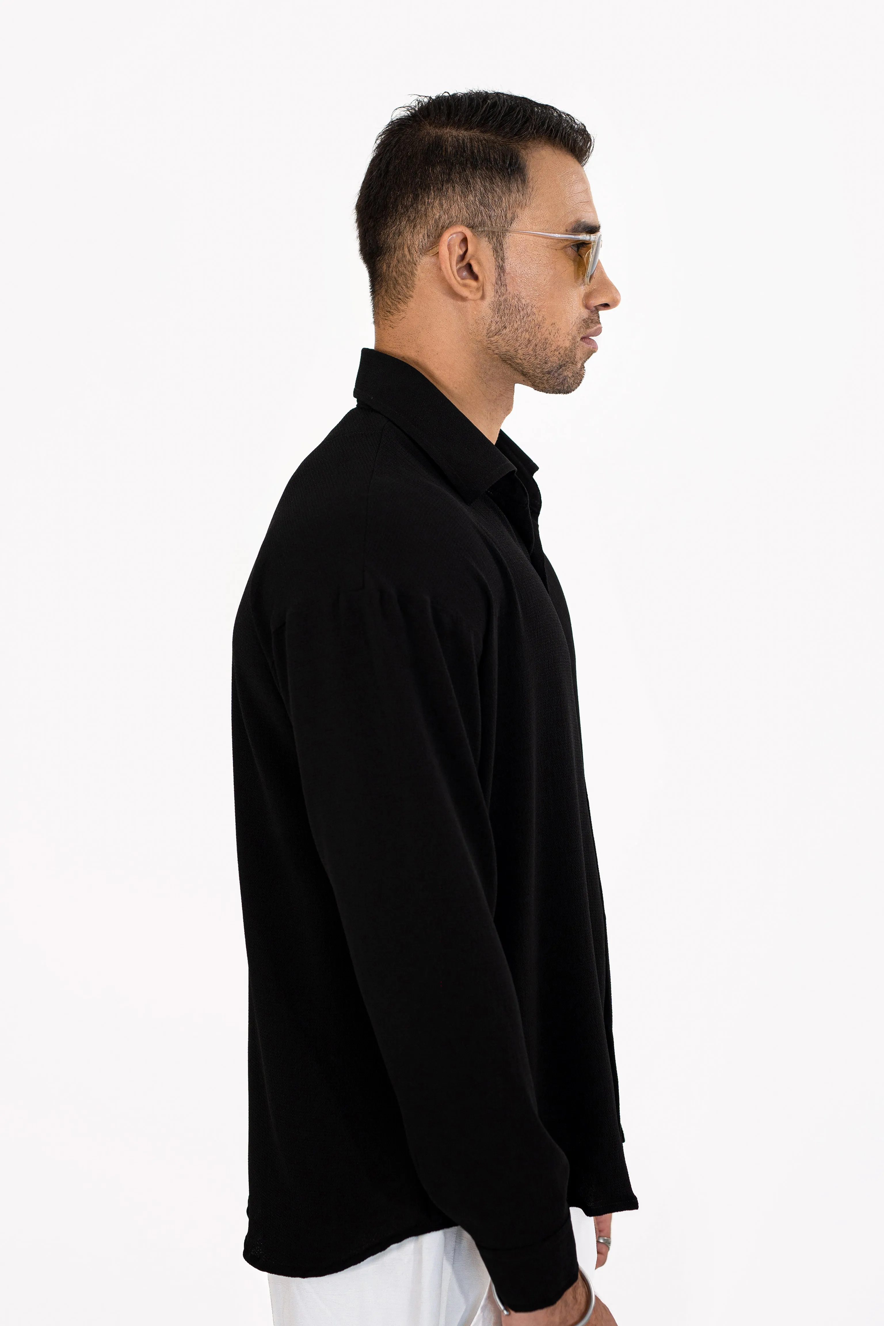 Noir Textured Oversized Shirt