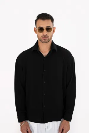 Noir Textured Oversized Shirt
