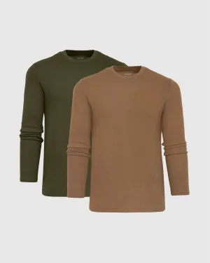 Nude Tint Waffle Long Sleeve Crew 2-Pack