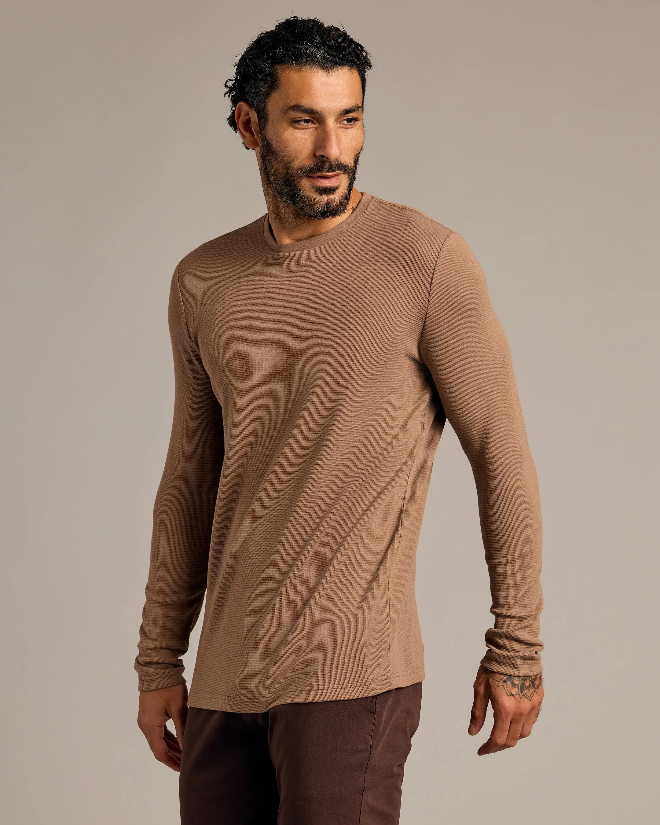 Nude Tint Waffle Long Sleeve Crew 2-Pack
