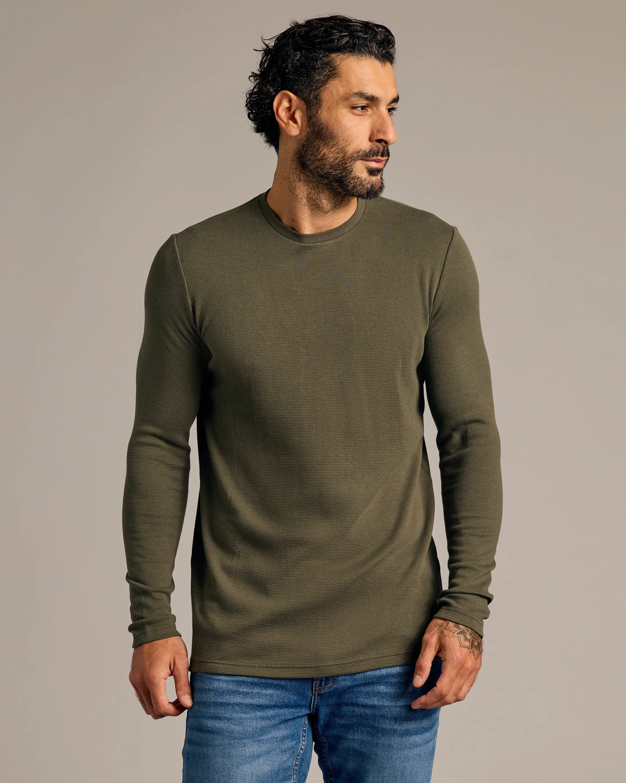 Nude Tint Waffle Long Sleeve Crew 2-Pack