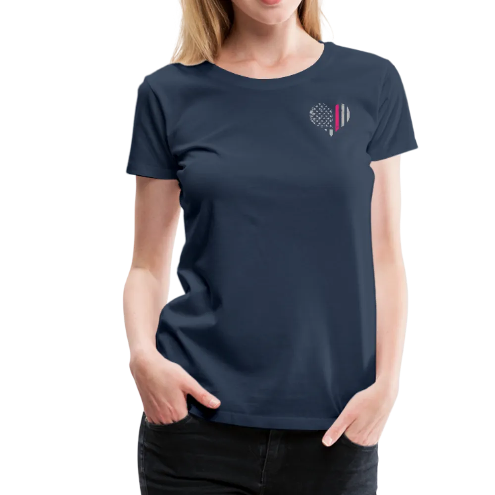 Nurse Flag Heart Flag Front with Pink Stripe Women’s Premium T-Shirt (CK1818)