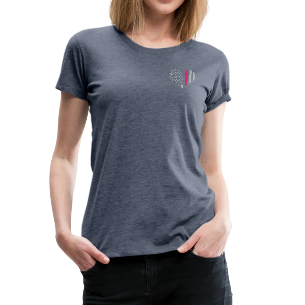 Nurse Flag Heart Flag Front with Pink Stripe Women’s Premium T-Shirt (CK1818)