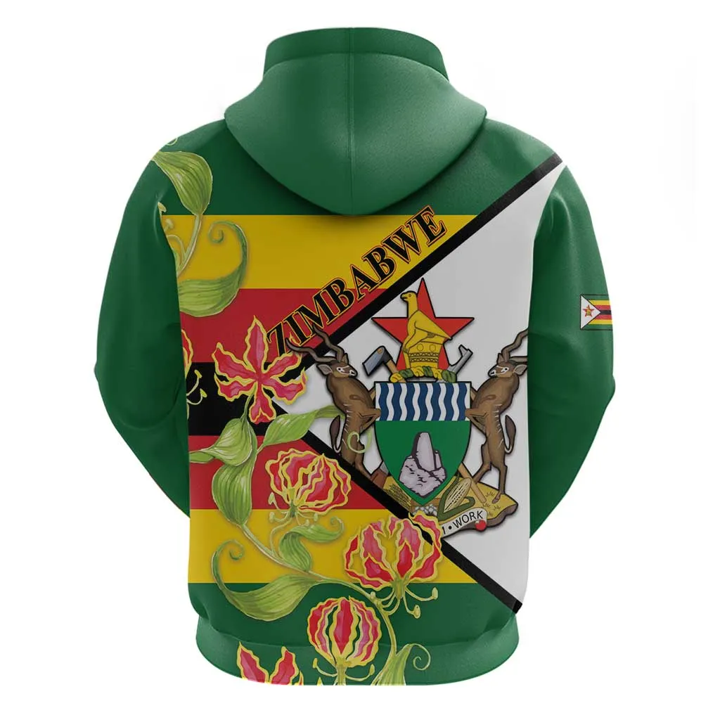 Nyika yeZimbabwe Zip Hoodie Happy Independence Day - Flame Lily Flowers LT14