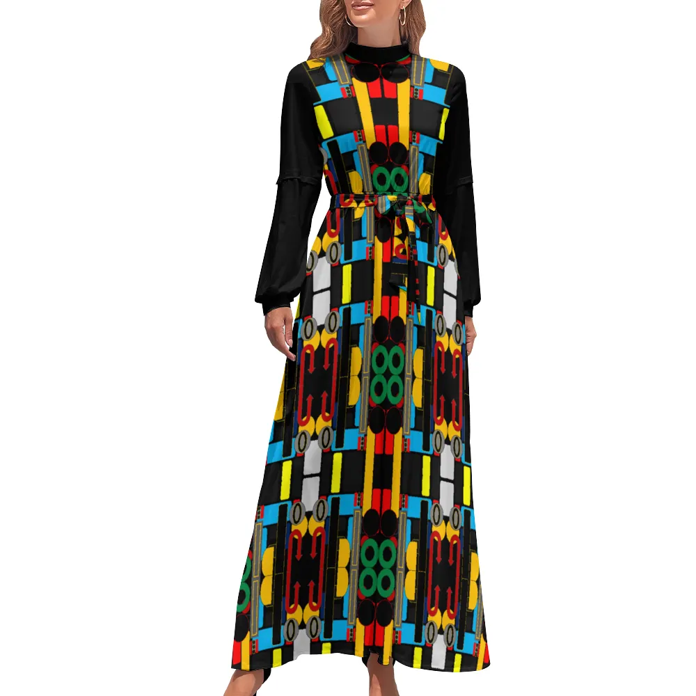 OD SYM Women's Long Sleeves High Neck Casual Dress BLT