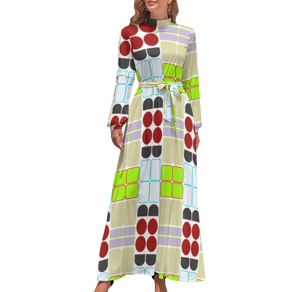 OD Women's Long Sleeves High Neck Dress  SqPAtTan